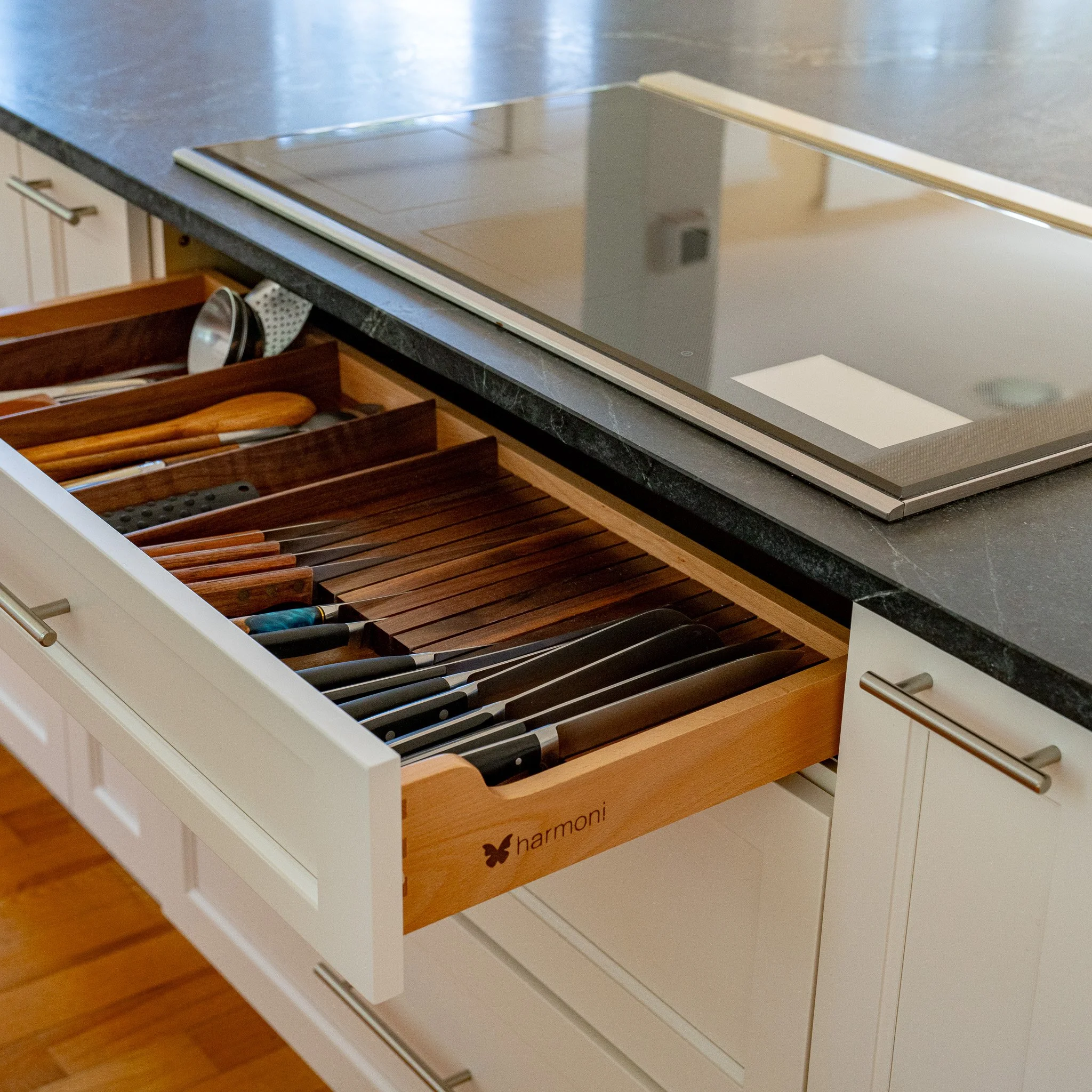 Knife organizer in kitchen design in Harpswell, Maine