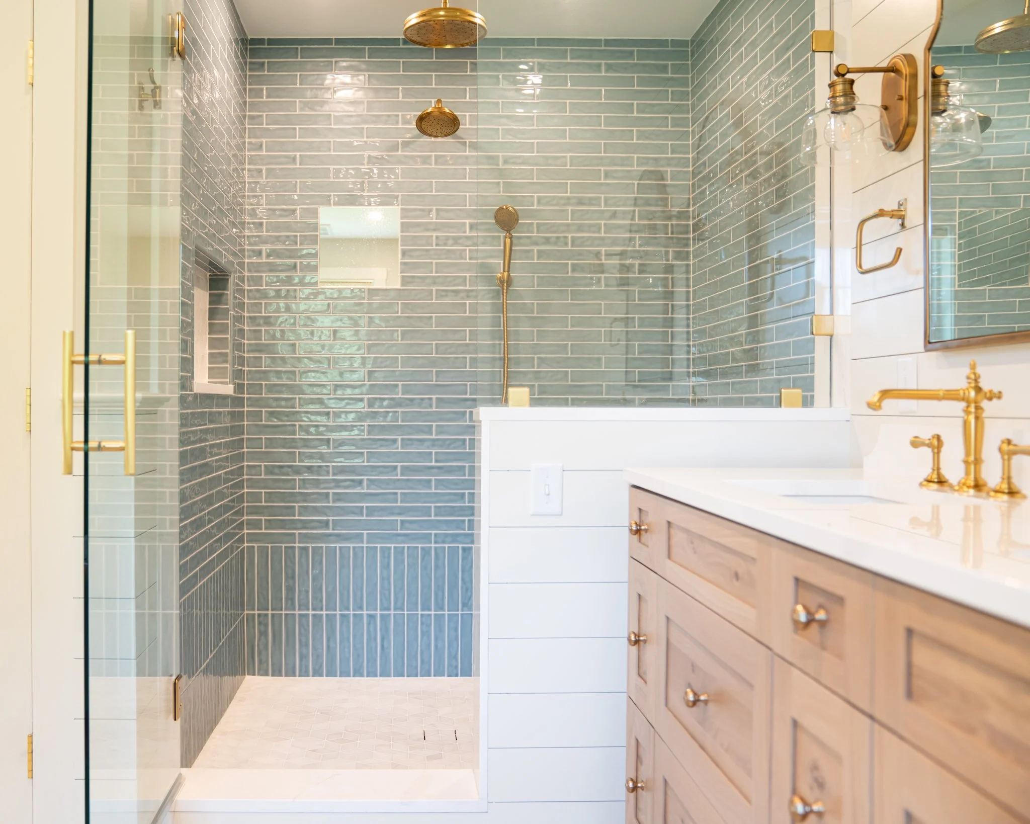 Walk-in shower bathroom design in Scarborough, Maine