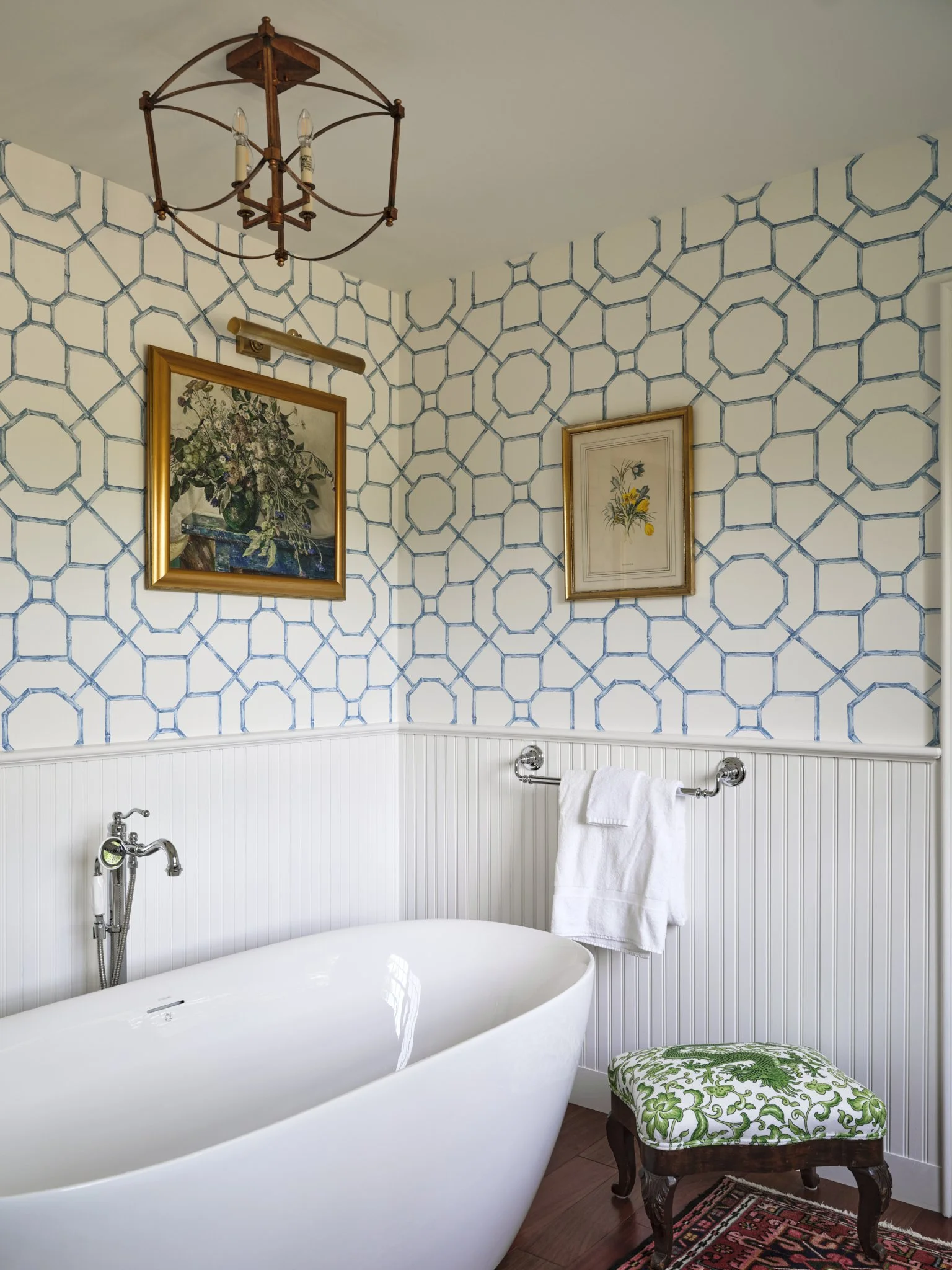 Elegant free standing tub bathroom design in Falmouth, Maine