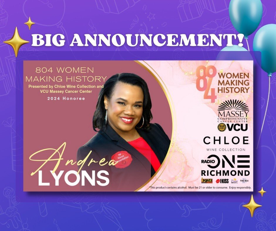 🔊 We are honored to announce that our founder and CEO, Andrea Lyons, is being recognized as an 804 Woman Making History, presented by Radio One, VCU Massey Cancer Center, and Chloe Wine Collection. ✨
&ldquo;I am incredibly humbled by this honor and 
