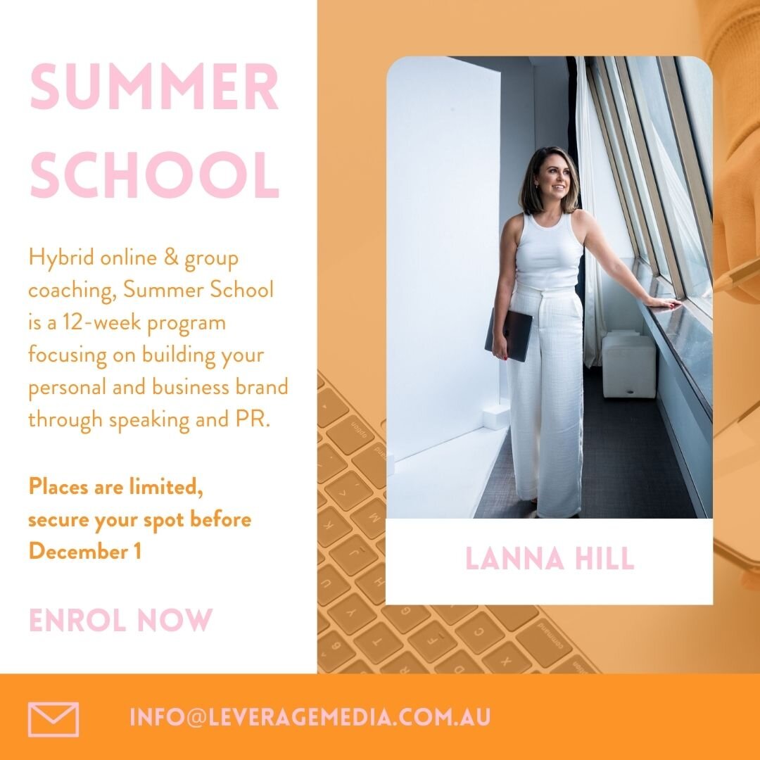 With Summer School starting on December 1st, it's time to enrol now - this is a course you don't want to miss out on!

Summer School is a self-paced, 12-week program to help you scale your personal or business brand covering 12 modules on:

1) Back t