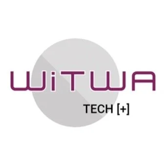 Logo for WITWA Tech featuring purple text and a gray circle.