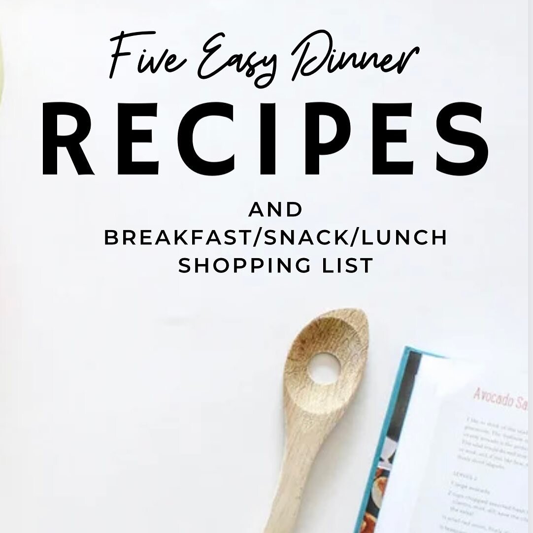 Have you downloaded my free recipe Ebook yet? 

Five of my top easy dinner recipes along with a shopping list for breakfast, lunch and snacks ideas! This is sure to help with the planning of fueling your body adequately each week! 

For your copy, he