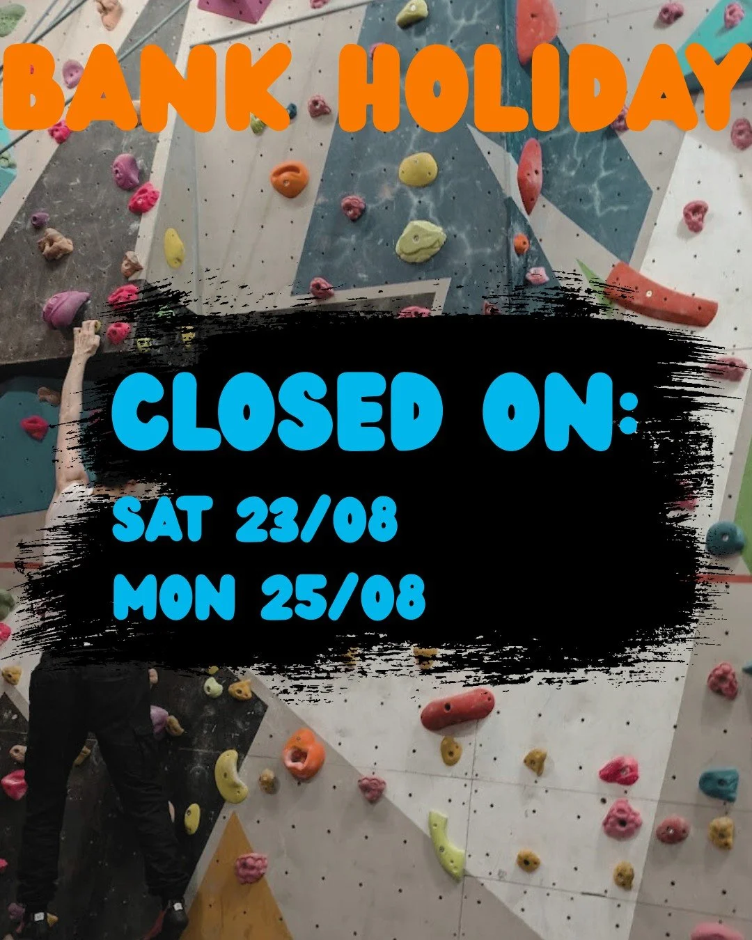 Due to the bank holiday weekend, we will be closed on both Saturday and Monday. We look forward to seeing you back for the regular sessions next week!