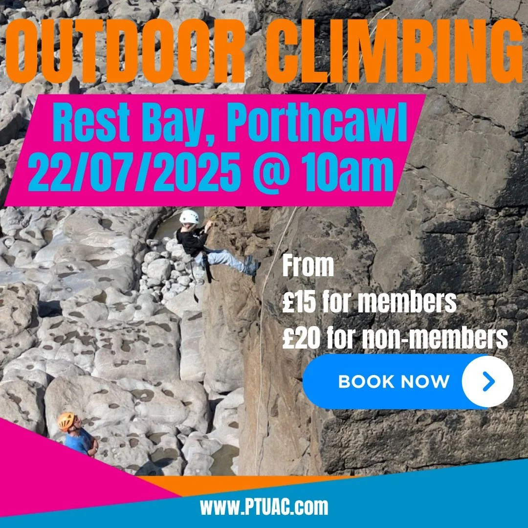 🧗OUTDOOR CLIMBING DAY🧗

Our first outdoor climbing day of the summer holidays is fast approaching! Join us on Tuesday 22 July for adventurous fun on the sea cliffs near Rest Bay, Porthcawl. 

Suitable for anyone  5+ years old and open to the whole 
