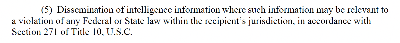  BONUS: The NSA and other intelligence organizations may share collection on U.S. Citizens provided they determine a violation of law 