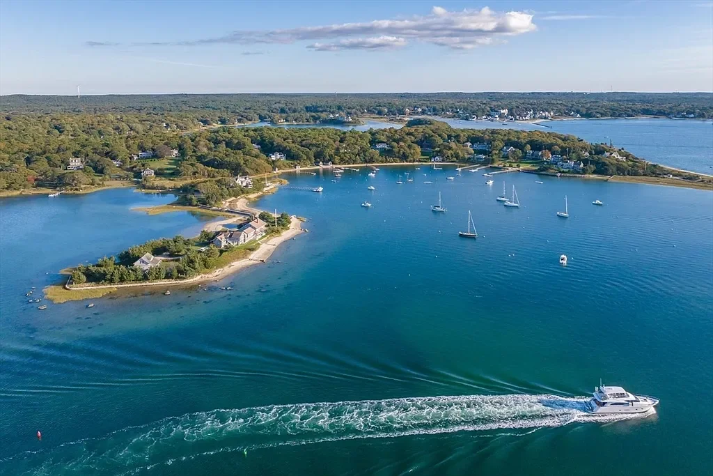 Rocky Island 1891 Cape Cod house Cataumet Massachusetts - 27 - aerial view.webp