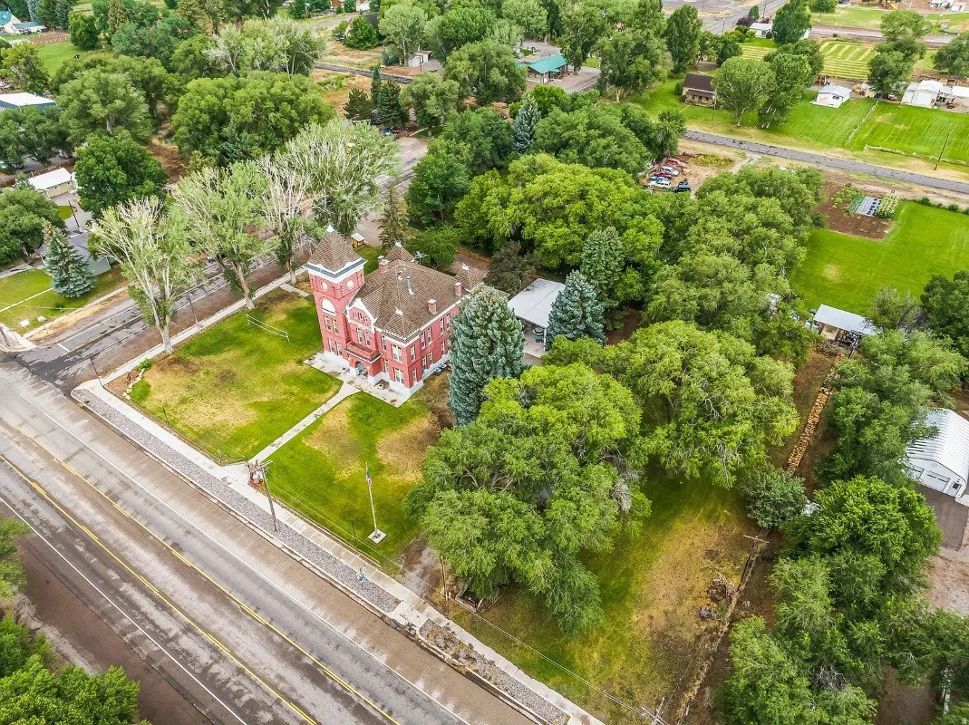 The Historic Junction Courthouse 1903 Edwardian Junction Utah - 92 - aerial view.webp