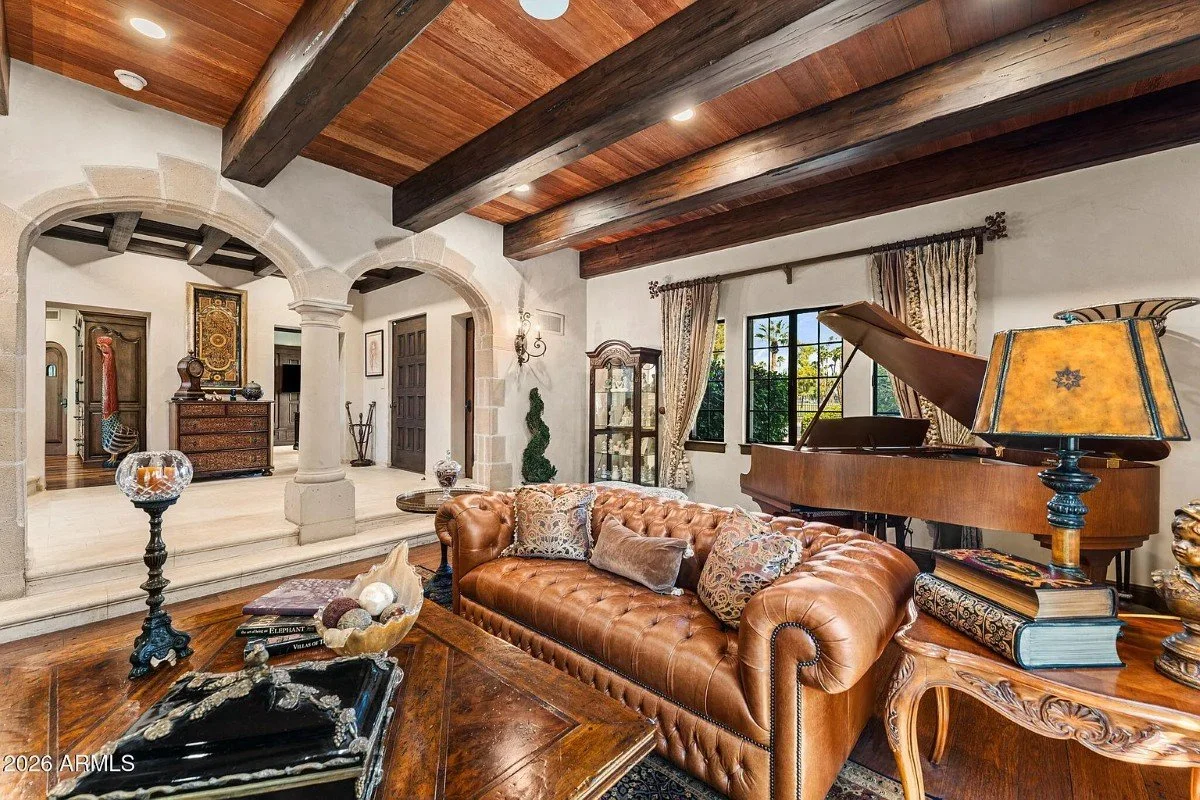 The Stone House 1934 Tudor Revival Phoenix Arizona - 8 - living area.webp