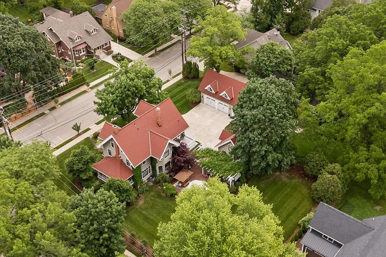 1907 Tudor Revival house Cedarburg Wisconsin - 79 - aerial view.webp