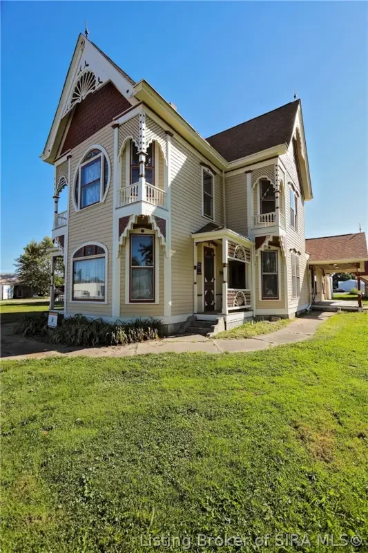 1858 Queen Anne house Campbellsburg Indiana - 4 - front view.webp