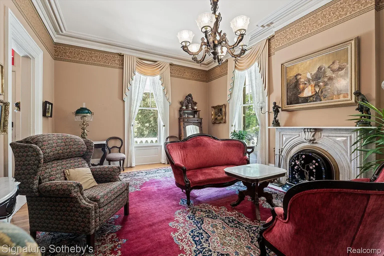Oakhill Estate The Chauncey M. Brewer House 1858 Italianate Marshall Michigan - 29 - living room.webp