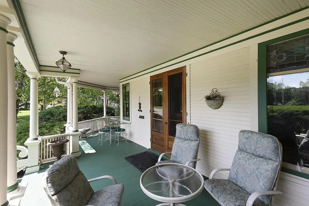The Edward Engebretsen House 1895 Queen Anne Revival Whitewater Wisconsin - 45 - front porch.webp