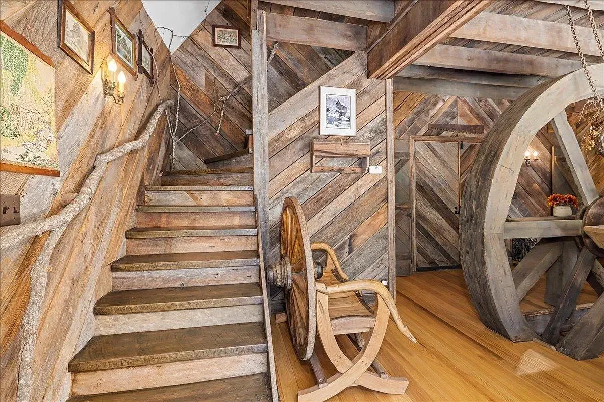 Moffatts Creek Mill 1870 Converted Mill Raphine Virginia - 37 - stairs.webp