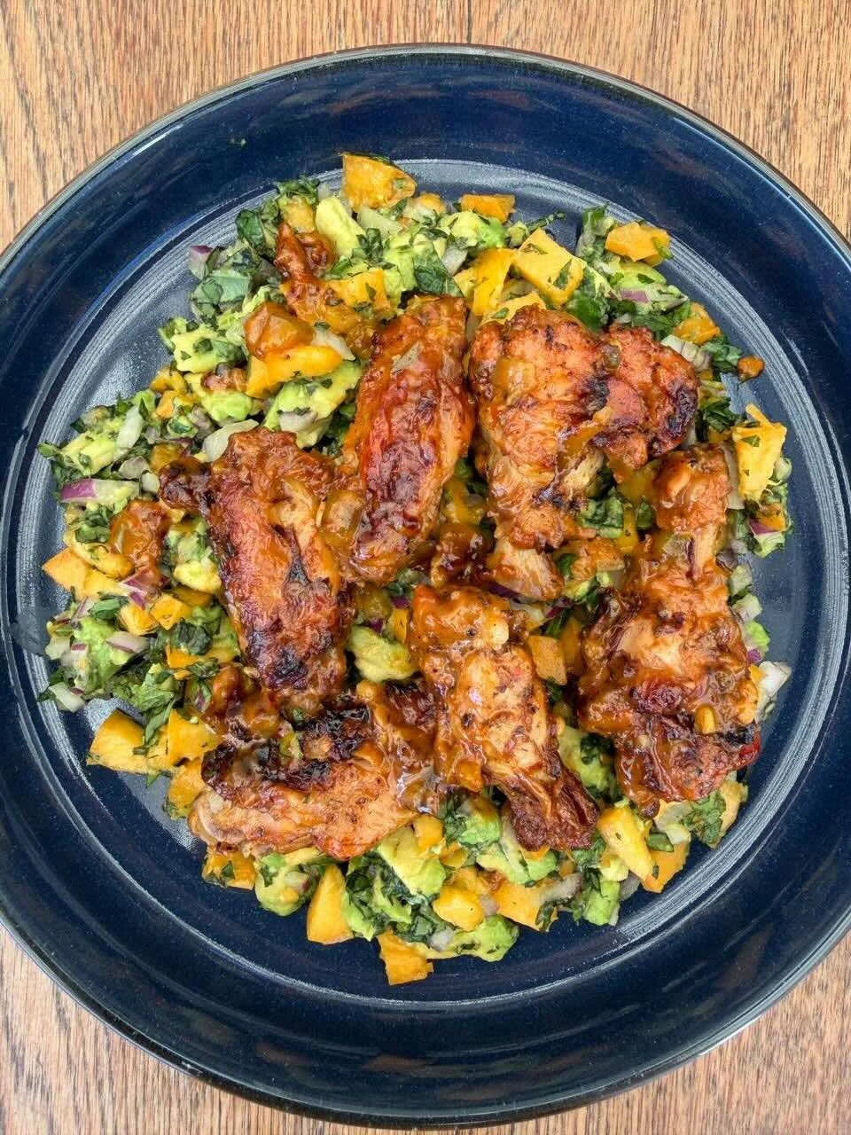 Spicy Chicken Wing with peach salsa