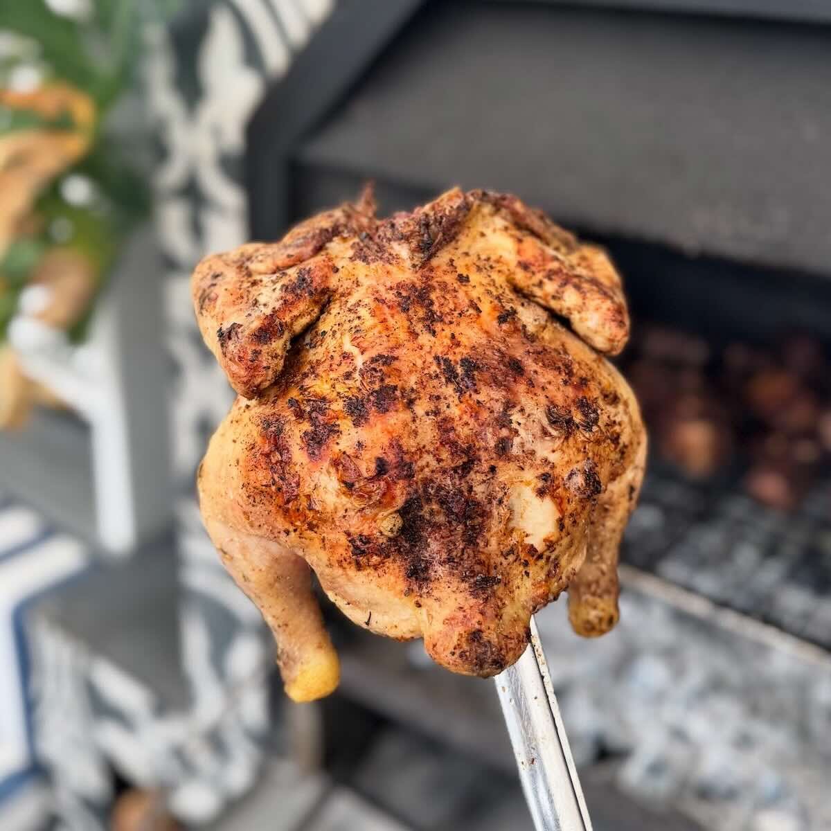 Whole chicken on the braai and in the oven