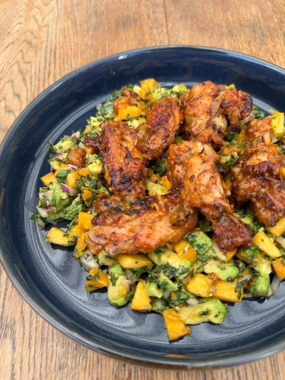 Spicy Chicken Wing with peach salsa