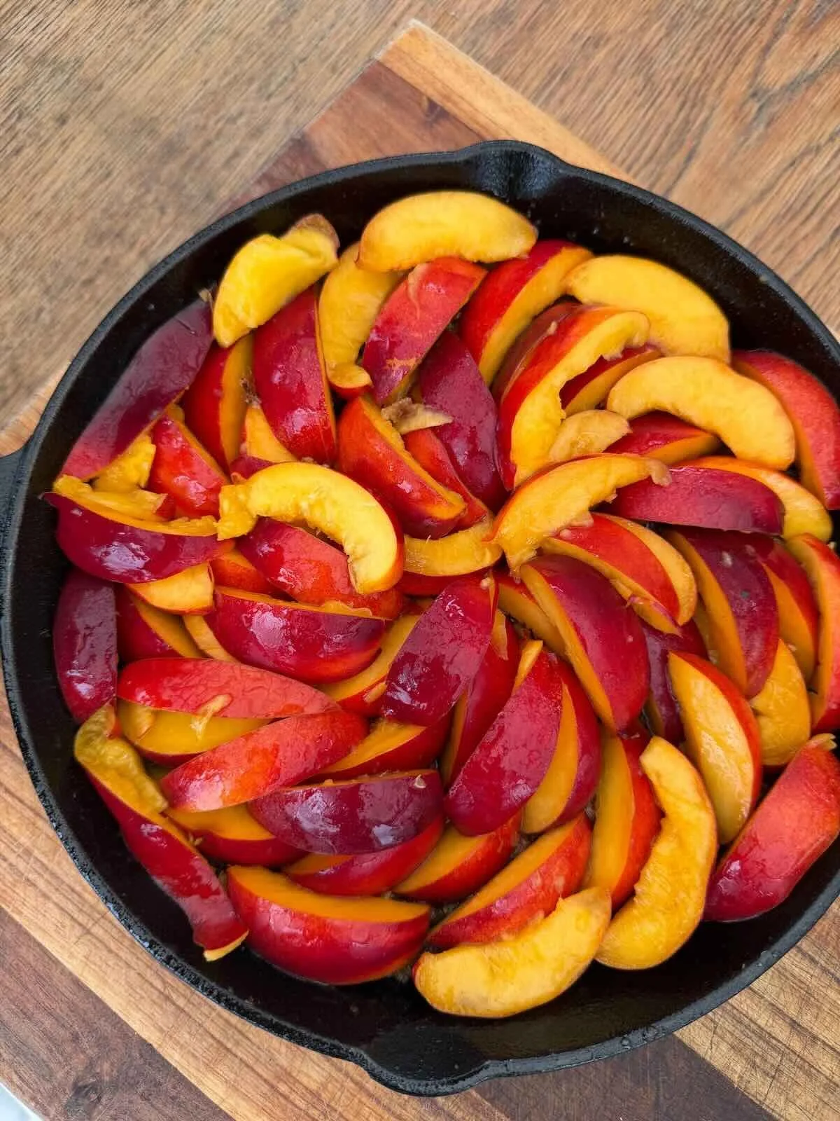 Tarte Tatin covered with Stone fruit Nectarines