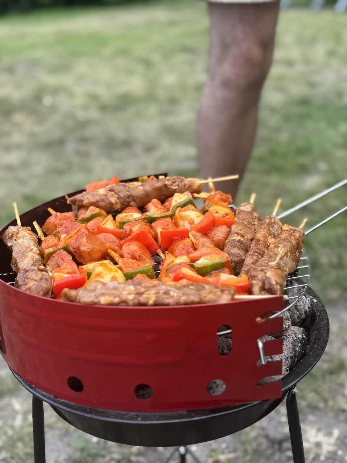 Braaied chicken sosaties with Indonesian-inspired peanut sauce