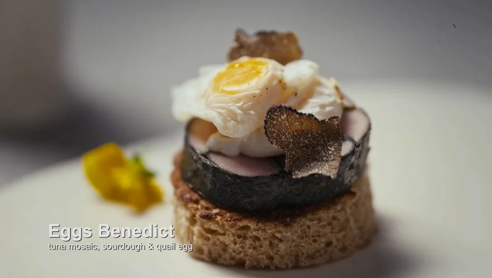 Bridget's tuna mosaic sourdough eggs benedict MasterchefS5E14.jpg