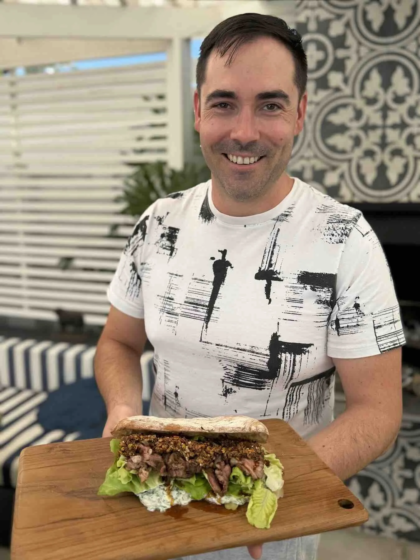 Shawn Godfrey and his T-bone steak sandwich recipe