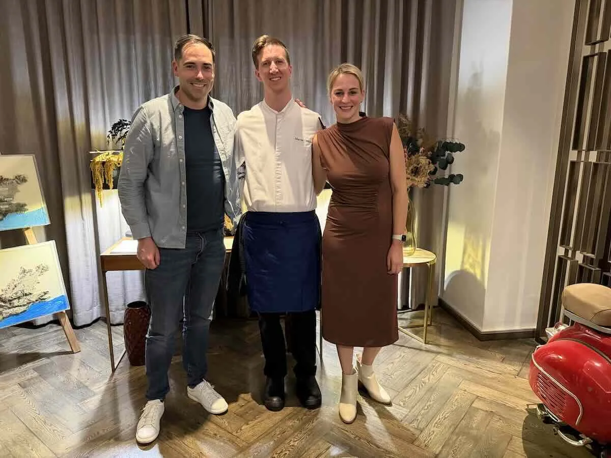 Shawn Godfrey, Marcus Gericke and Lianne Godfrey at Journey Urchin restaurant in Cape Town.