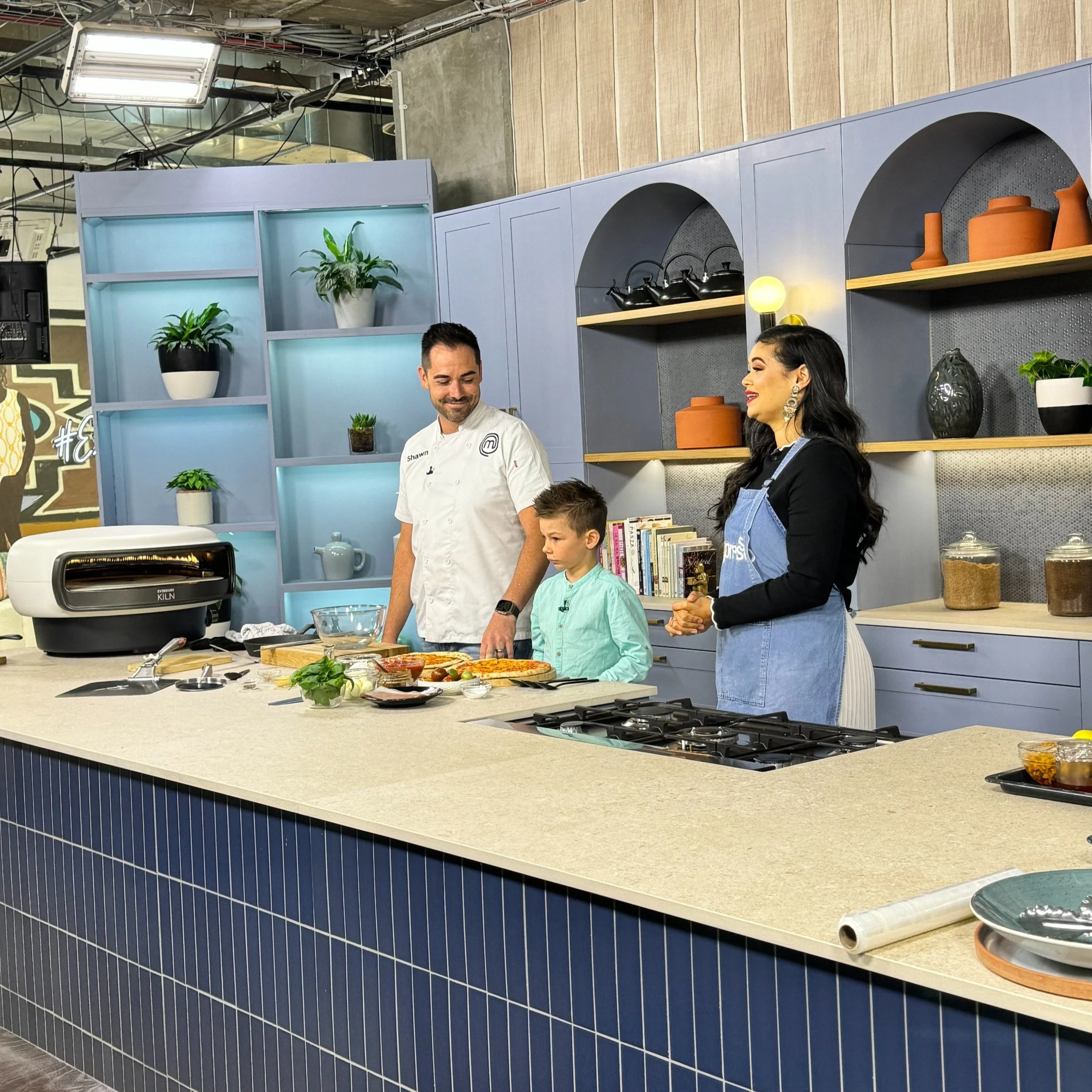 Shawn Godfrey and his son Aiden on the Expresso show