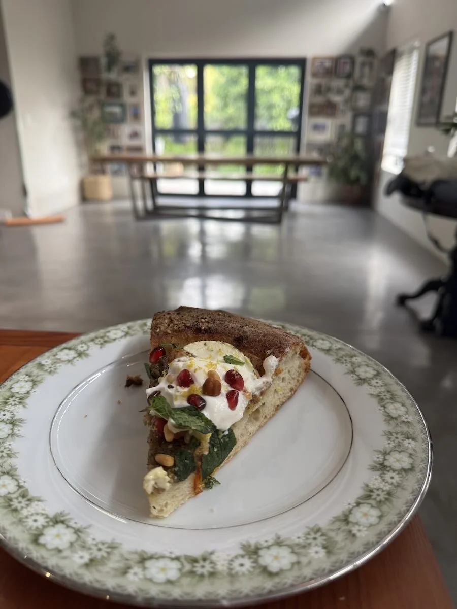 Pizza slice of Banhoek Chilli Oil Sourdough Focaccia