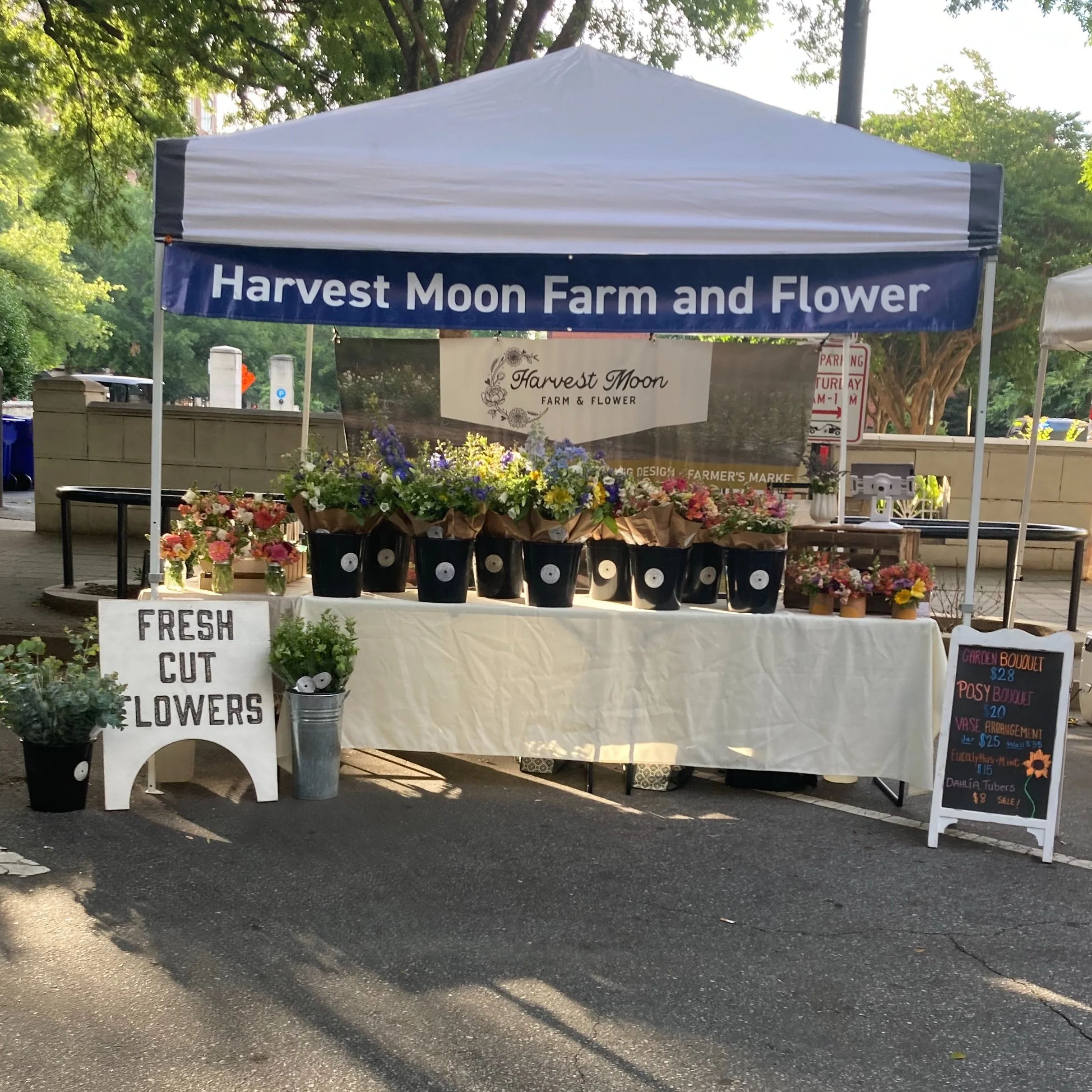 It&rsquo;s a beautiful day for the farmers market! This morning we have fresh bouquets, wall vases, jar arrangements, fresh cut eucalyptus and mint.

Also- dahlia tubers are on sale for $8! That&rsquo;s a steal and this will be the last couple weeks 