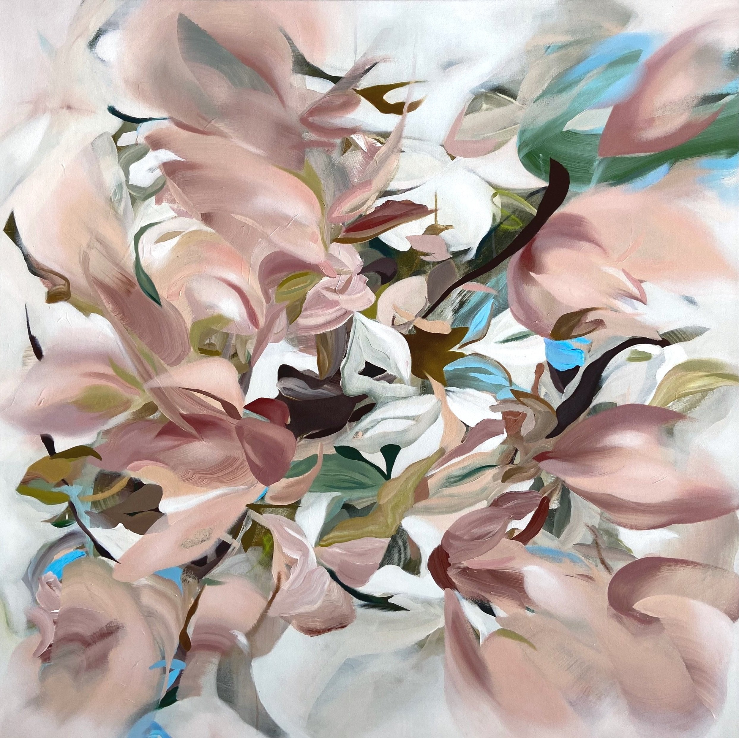 TO LIVE INSIDE A BLOOM. 45 x 45. ACRYLIC & OIL ON CANVAS. 2023
