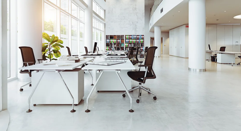 Clean and organized office in a commercial building