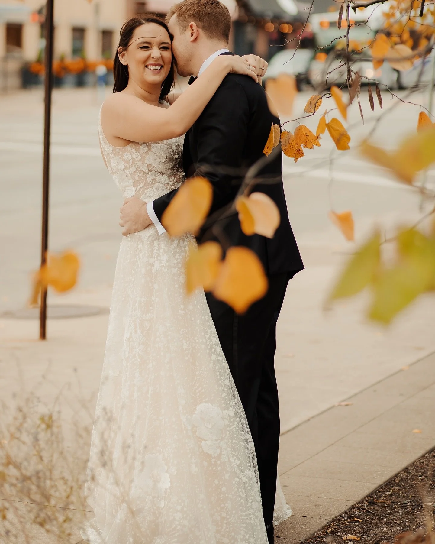 Chilly weather has us remembering these autumnal portraits with Taylor &amp; Trent next to our redbud tree and outside High Line 💛

Have a Happy Halloween this week, and be safe out there! 

Photography by @coleyandco 
Transportation by @thecolumbus