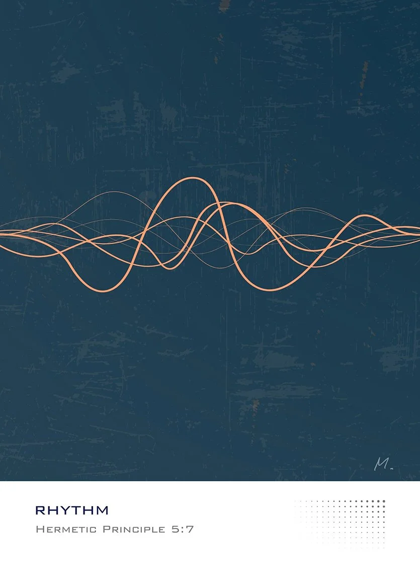 Graphic modern art with distressed ocean blue background