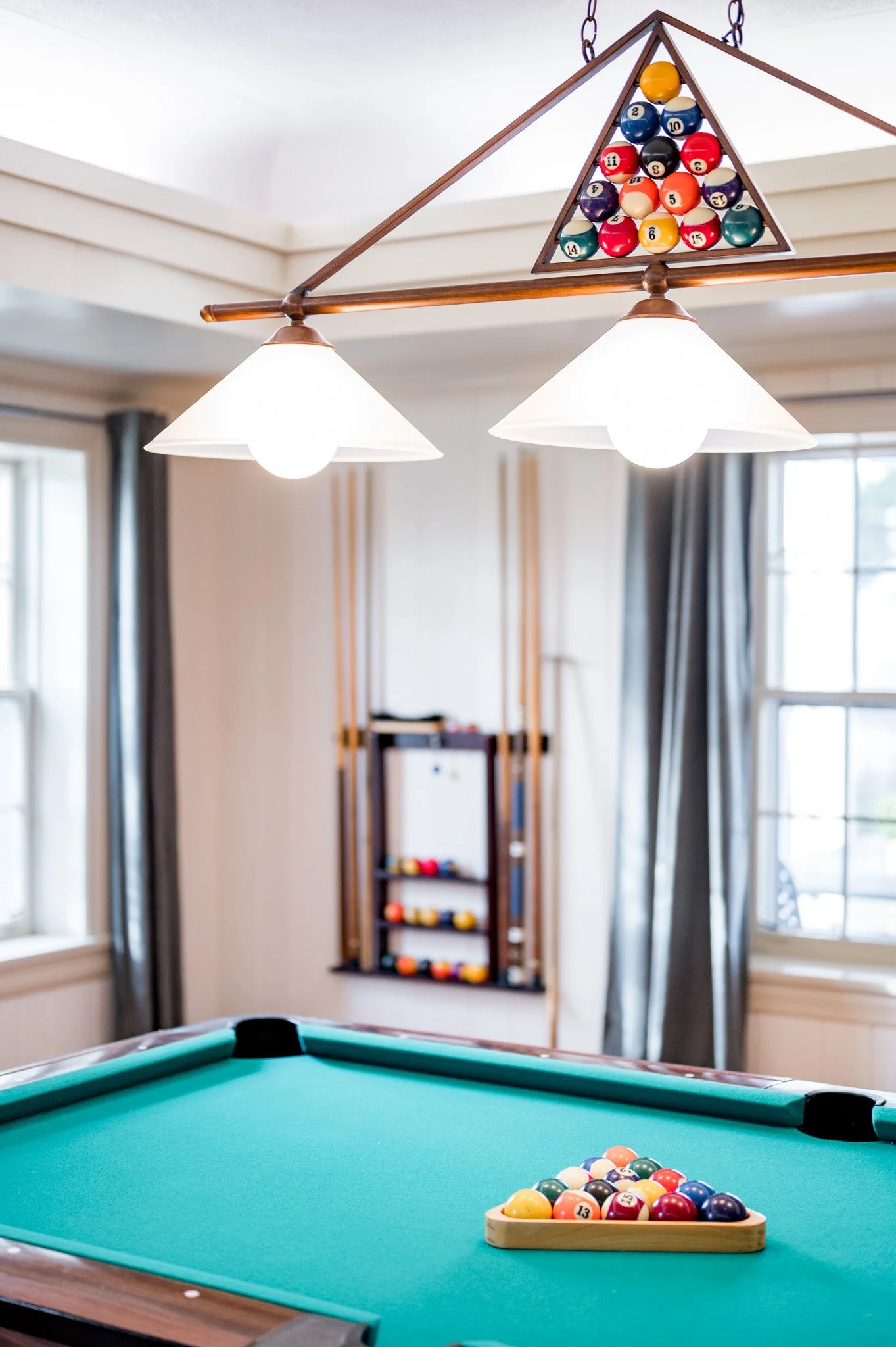 Pool table at Apple Orchard Farmhouse Airbnb