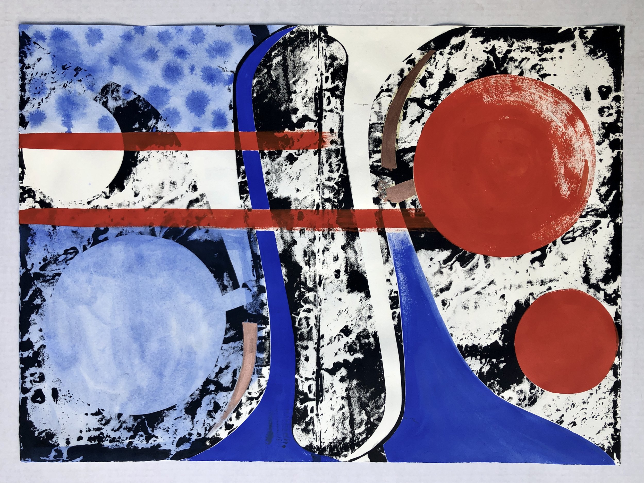 Children of the Rising Sun
Monotype and acrylic paint on paper, 2021
19”x22”