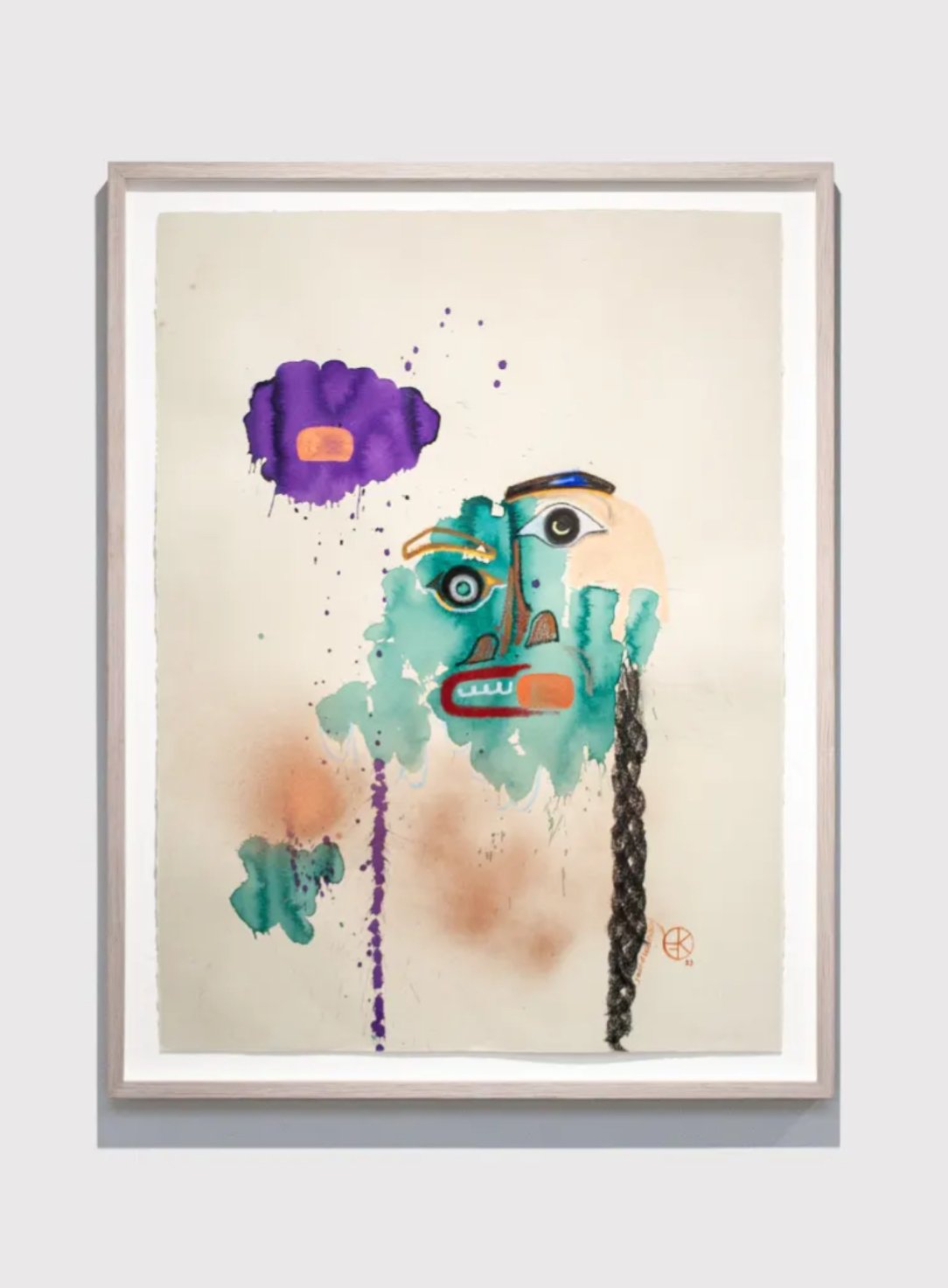 She Carries Pain She Cannot Express: Her Chest Is Bruised. The Bruise is under Her Shirt. When She Sees You, the Bruise is Only in Her Mind. 2023. Acrylic, charcoal, spray paint, & oil pastel on BFK Rives 30”x22”