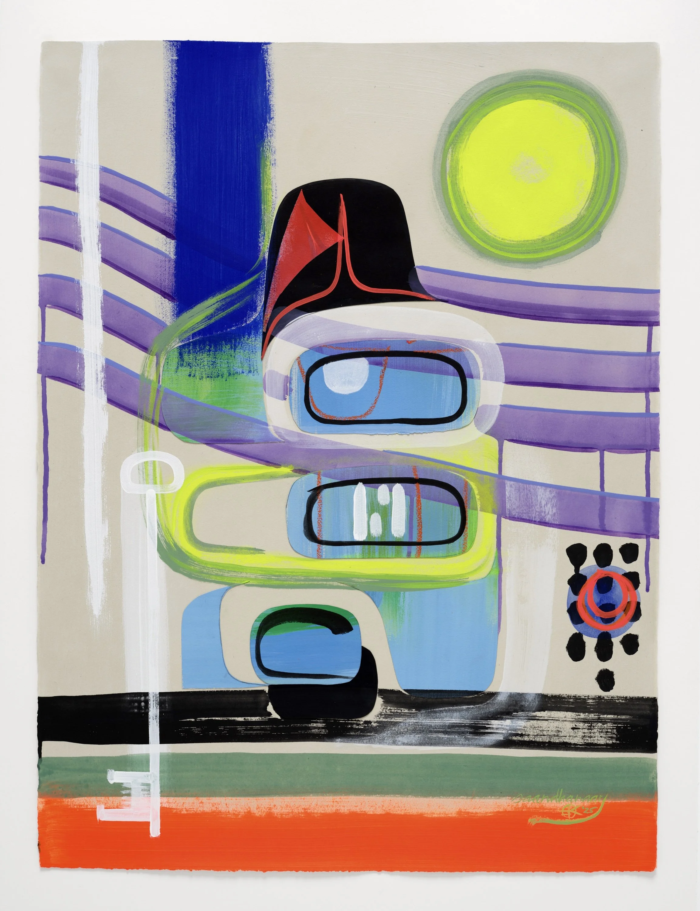 electric impulse 
carried your memories to me, 2025
collage, acrylic, oil pastel on paper
30 x 22 inches