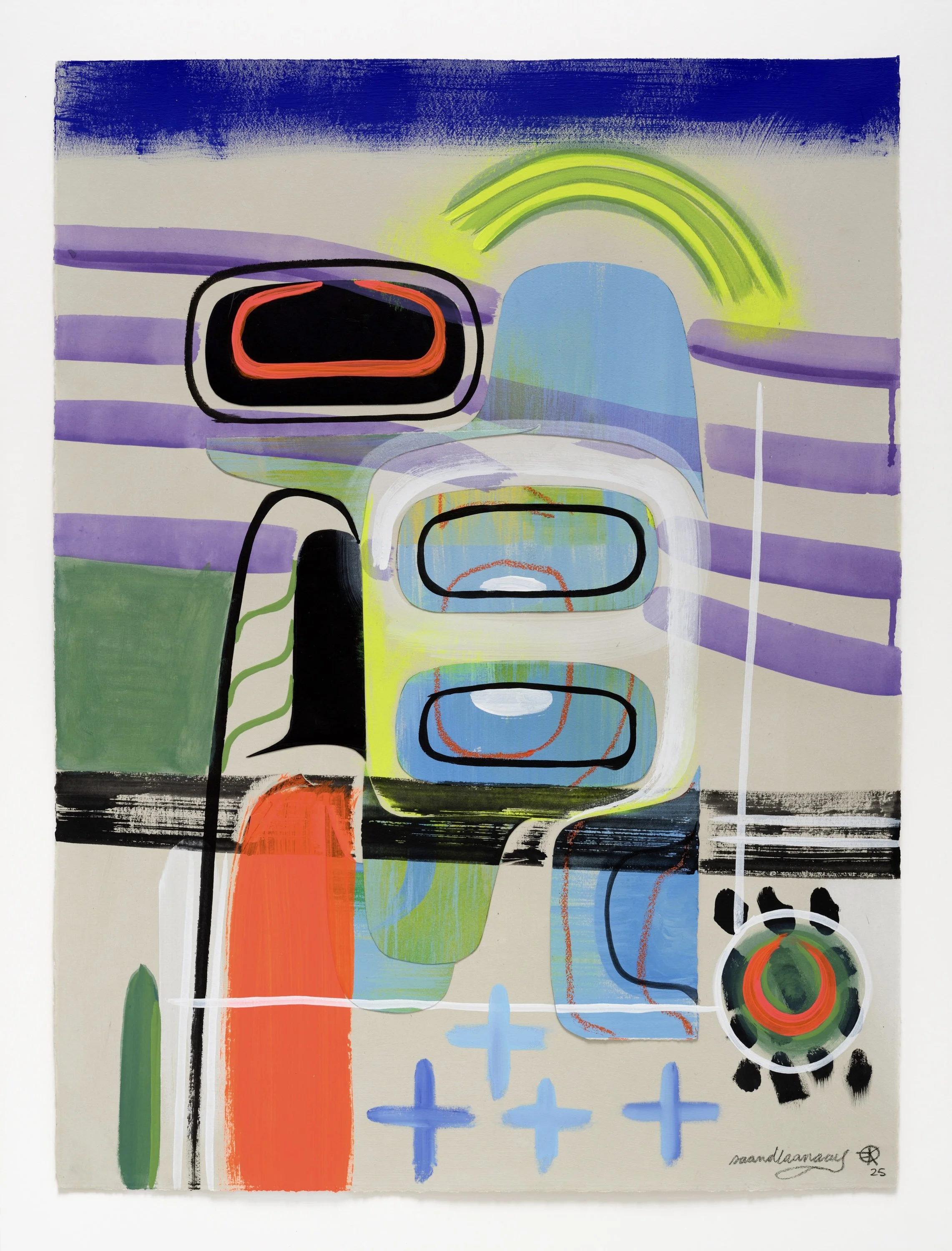 across time
by the beat of our hearts, 2025
collage, acrylic, oil pastel on paper
30 x 22 inches