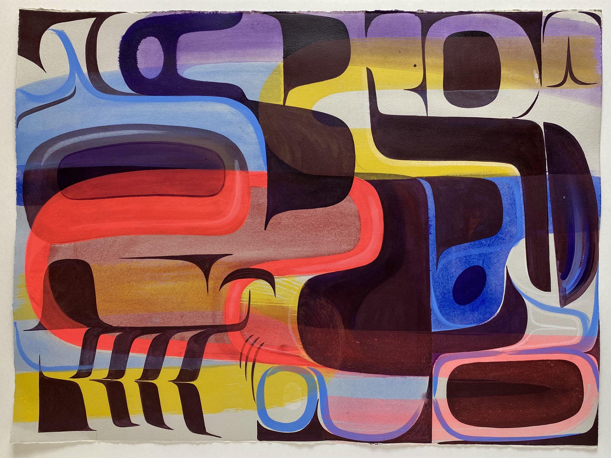 Tidal Excavation 1, 2024
Acrylic on BFK Rives 22”x30”