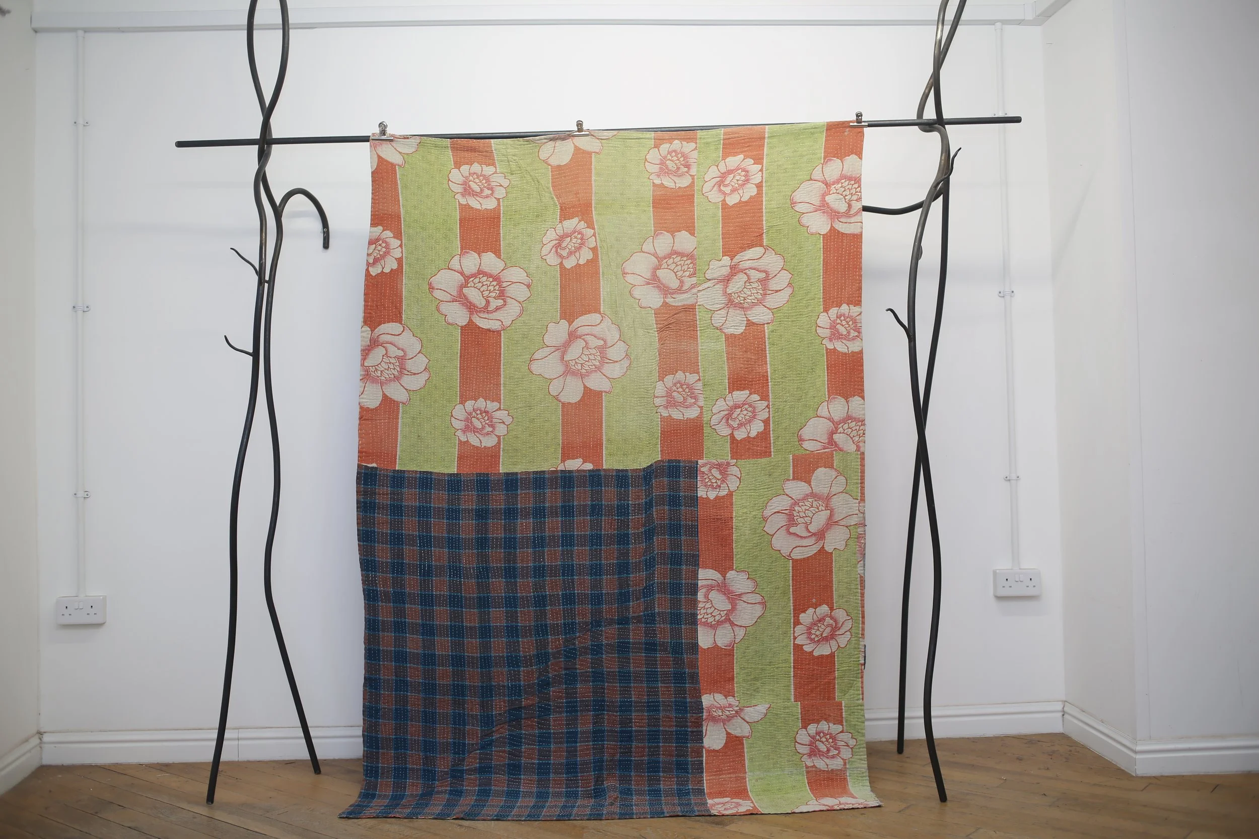 pale flowers kantha quilt