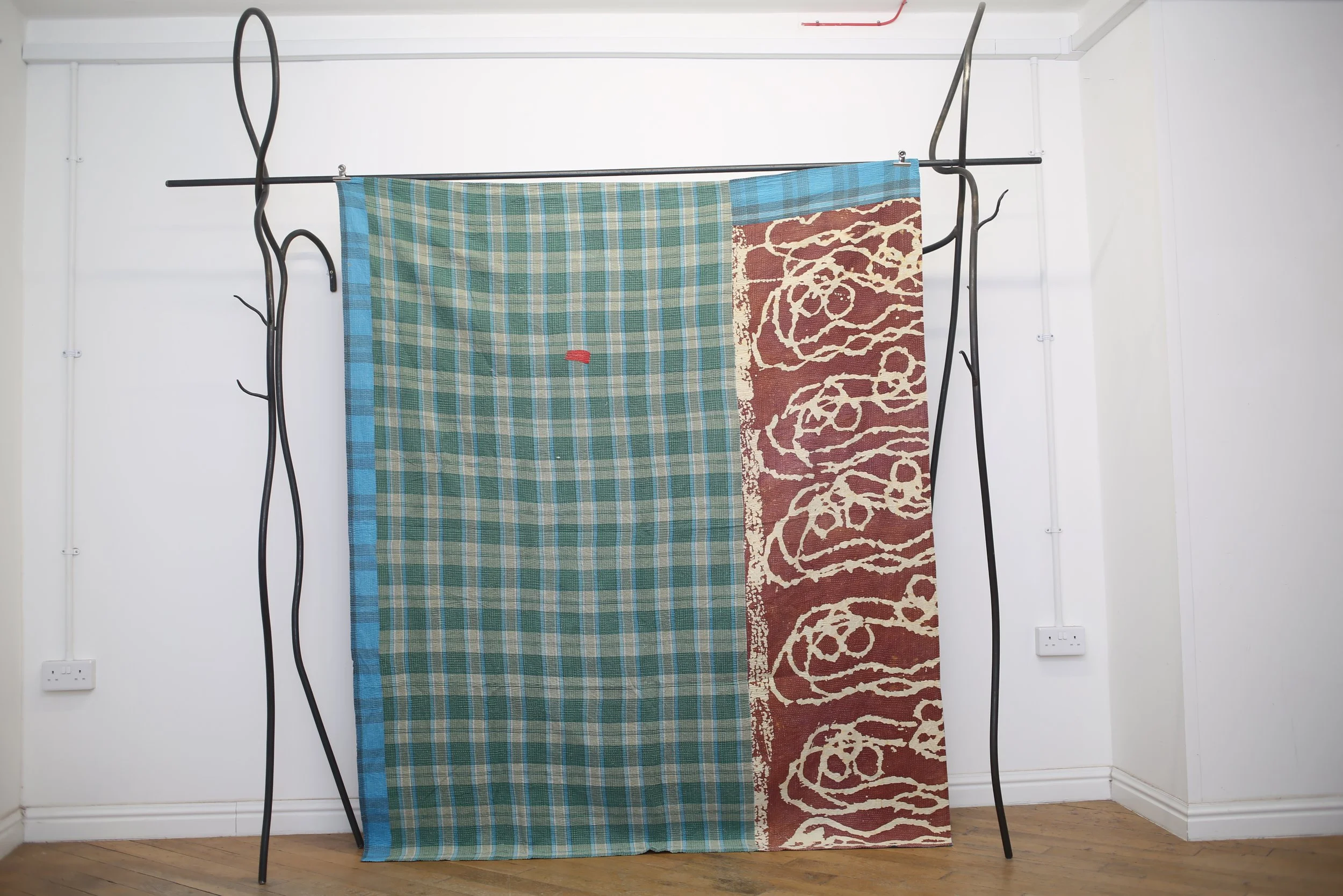 bleached squiggle kantha quilt