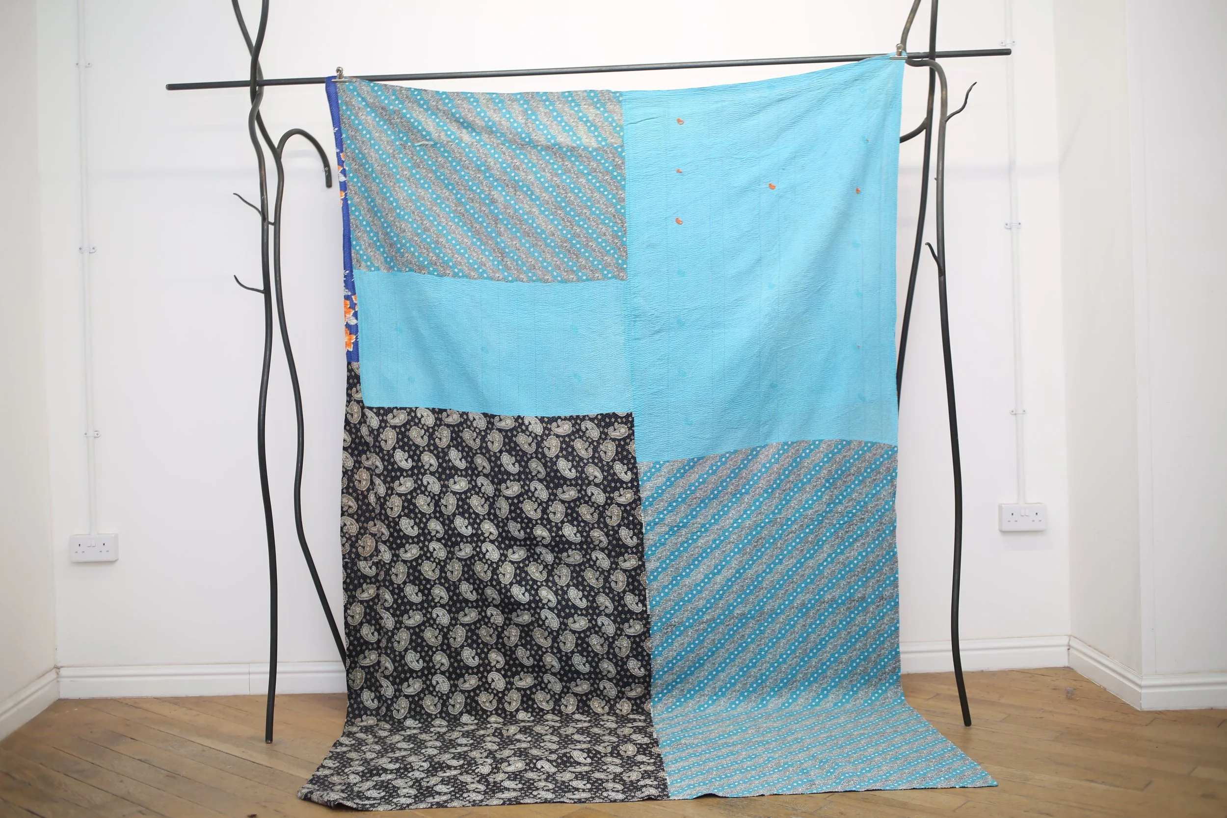 big big blue kantha quilt