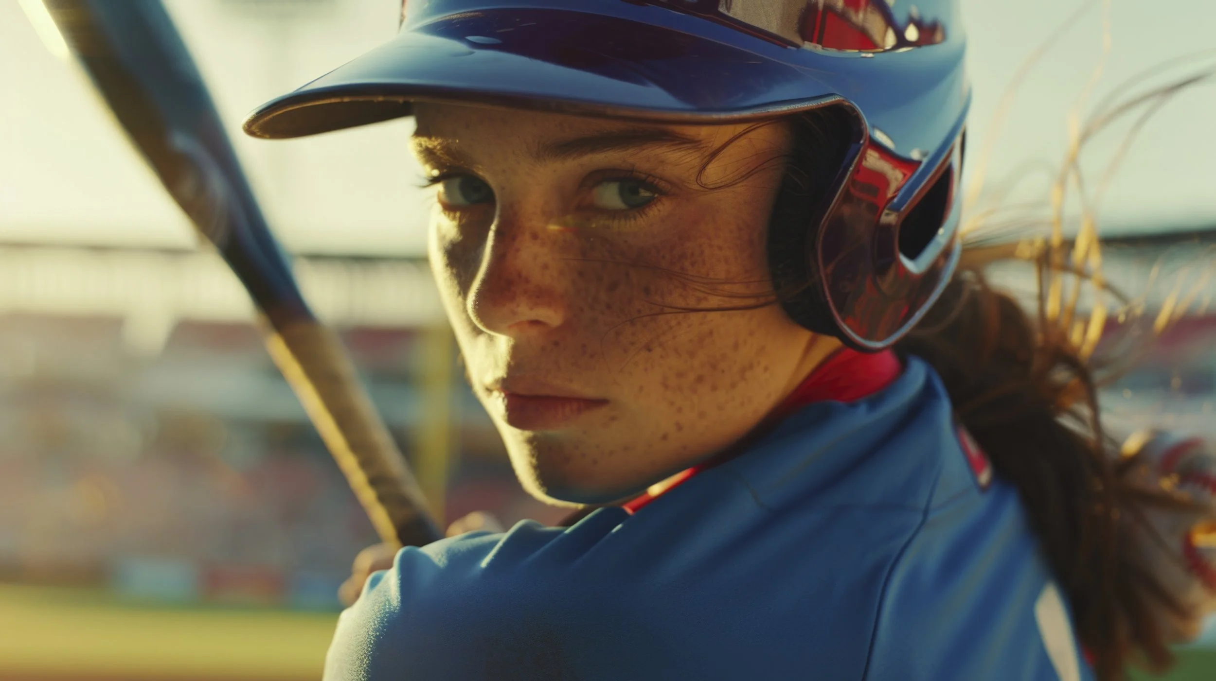 Image of young girl playing softball needs a sports mouthguard