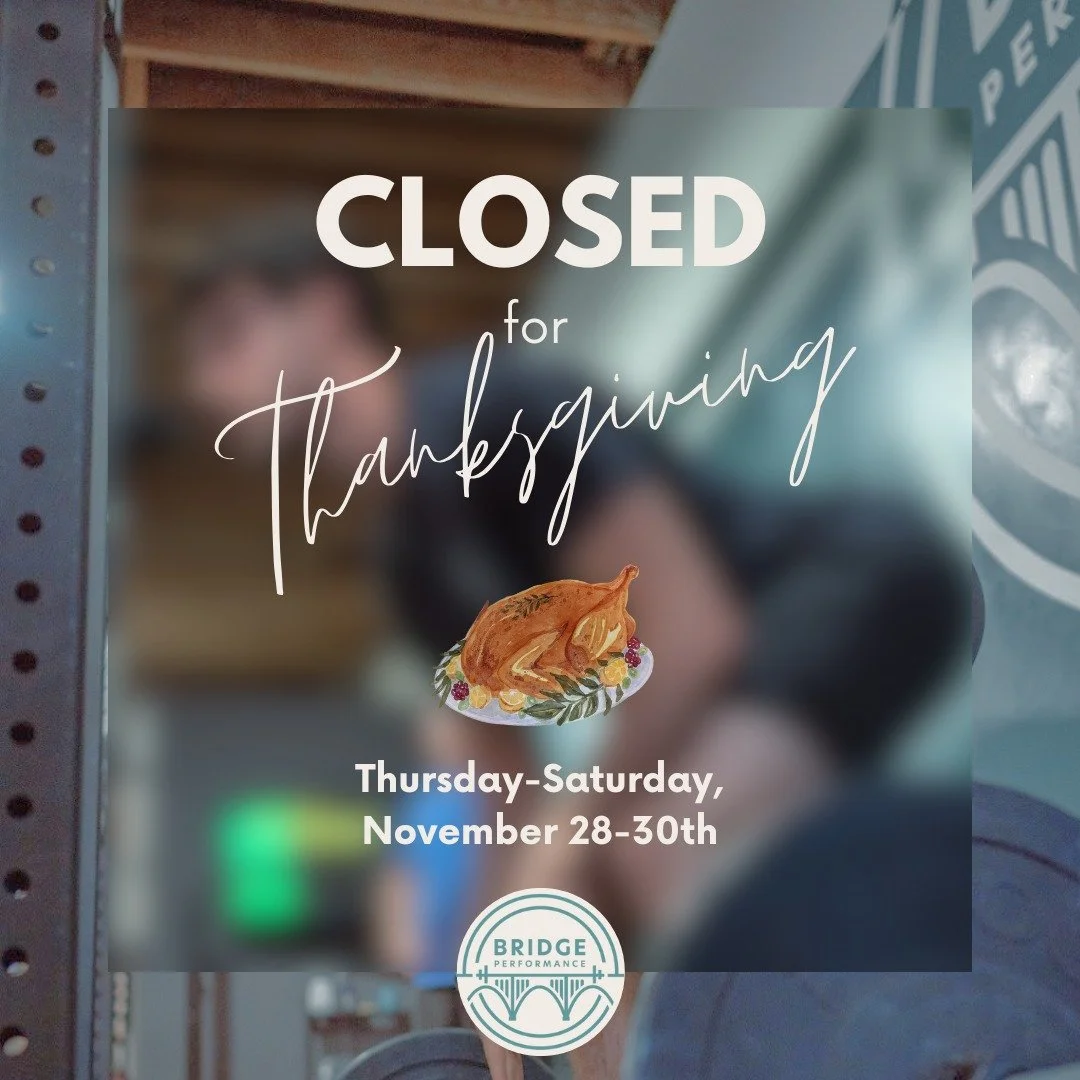 🎉 Thanksgiving Holiday Schedule 🦃

This Thanksgiving we&rsquo;re taking a moment to reflect, and recharge. Bridge will be closed from Thursday, November 28 through Saturday, November 30. There will be no classes during this time.

As we celebrate, 
