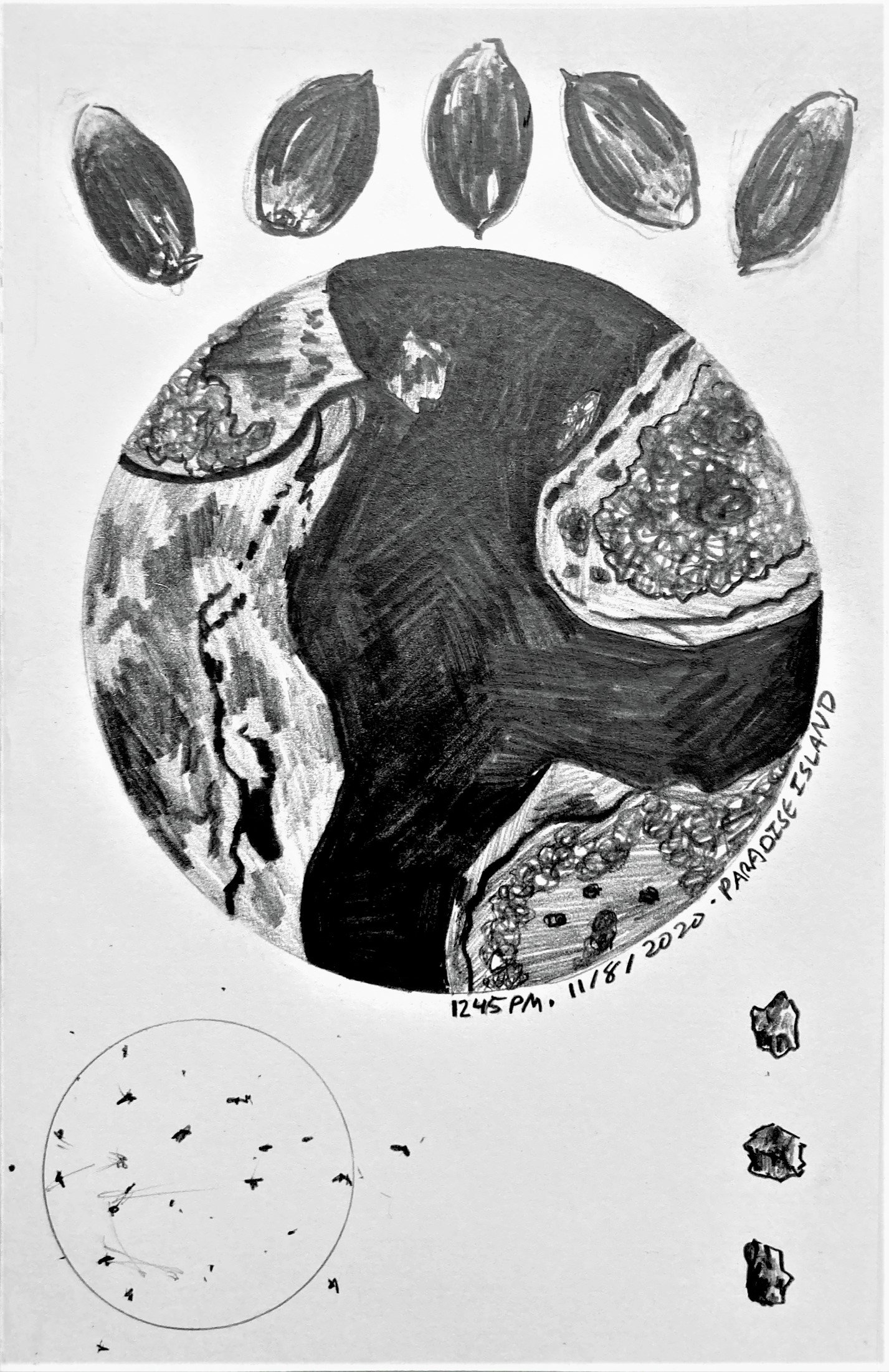  Topography IX  8.5 x 5.5 in  graphite on cardstock paper  2020 