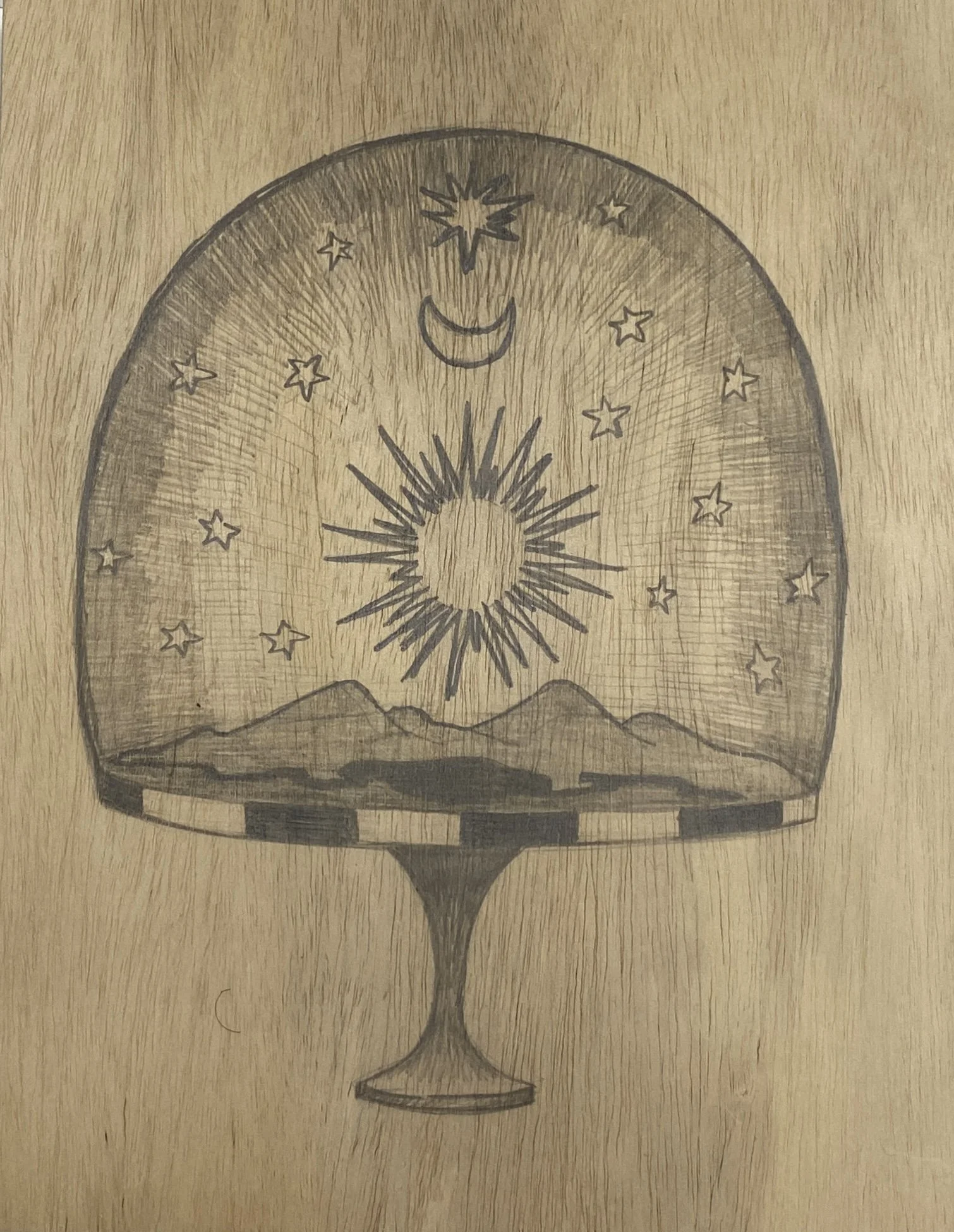  TOTEMS: Firmament  graphite on panel  9 × 12 in  2025 