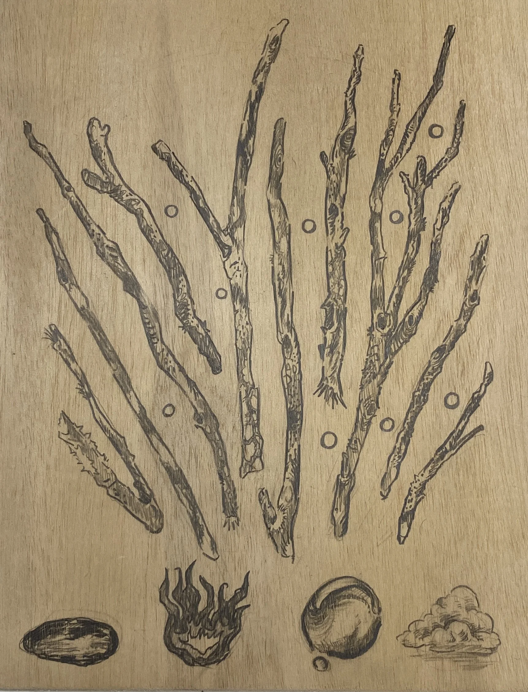  TOTEMS: Tree  graphite on panel  9 × 12 in  2025 