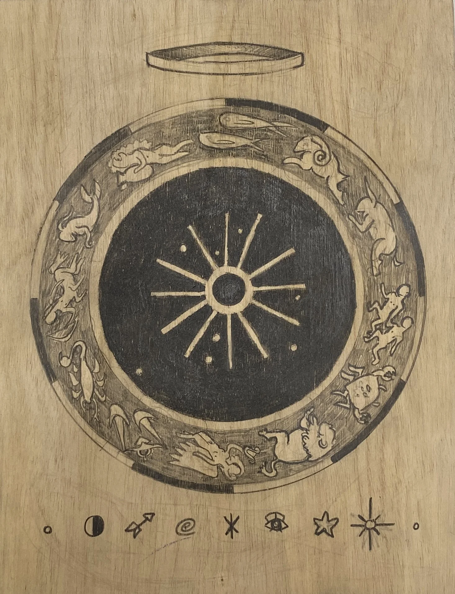  TOTEMS: Stars  graphite on panel  9 × 12 in  2025 