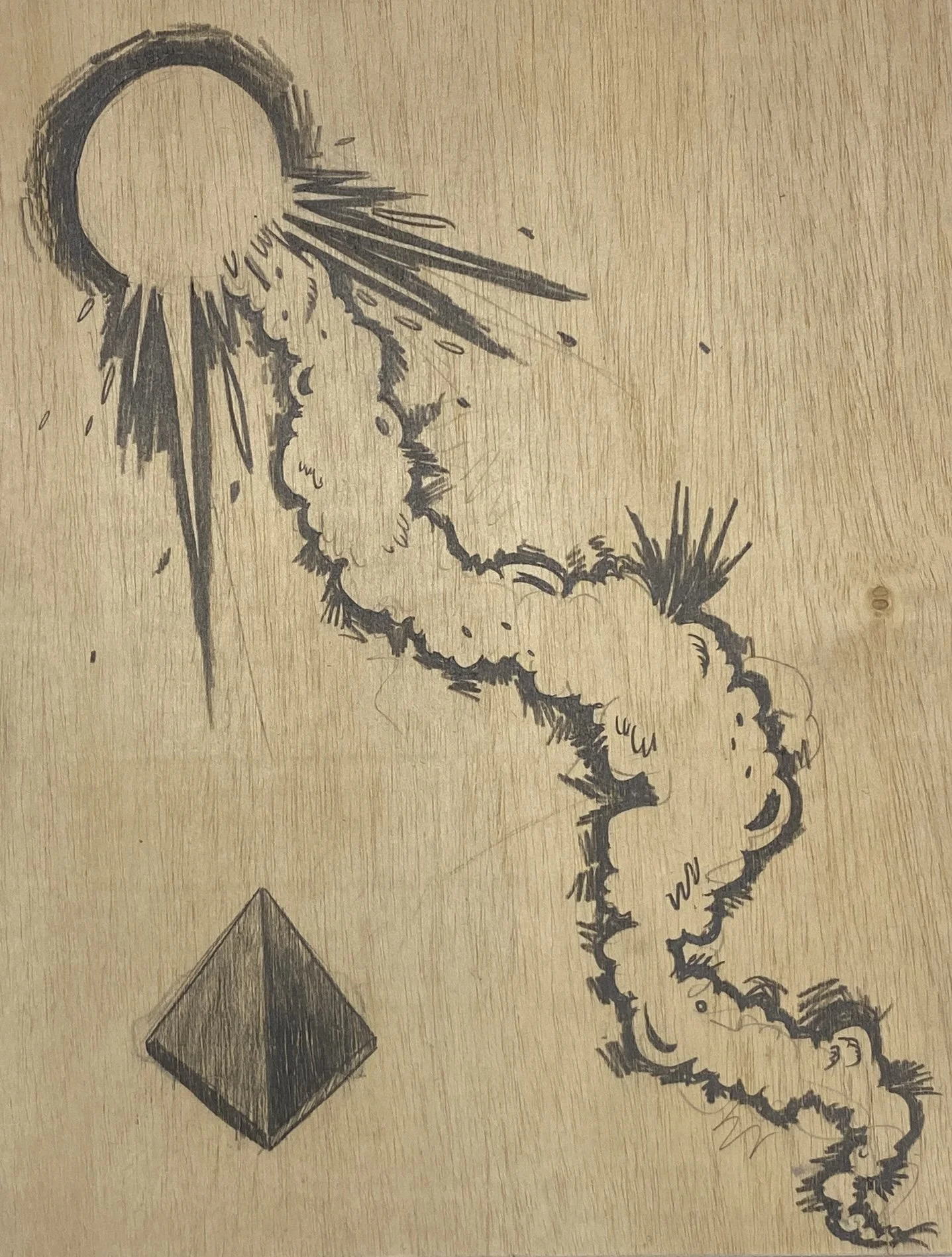  CURIOS: Comet  graphite on panel  9 × 12 in  2025 