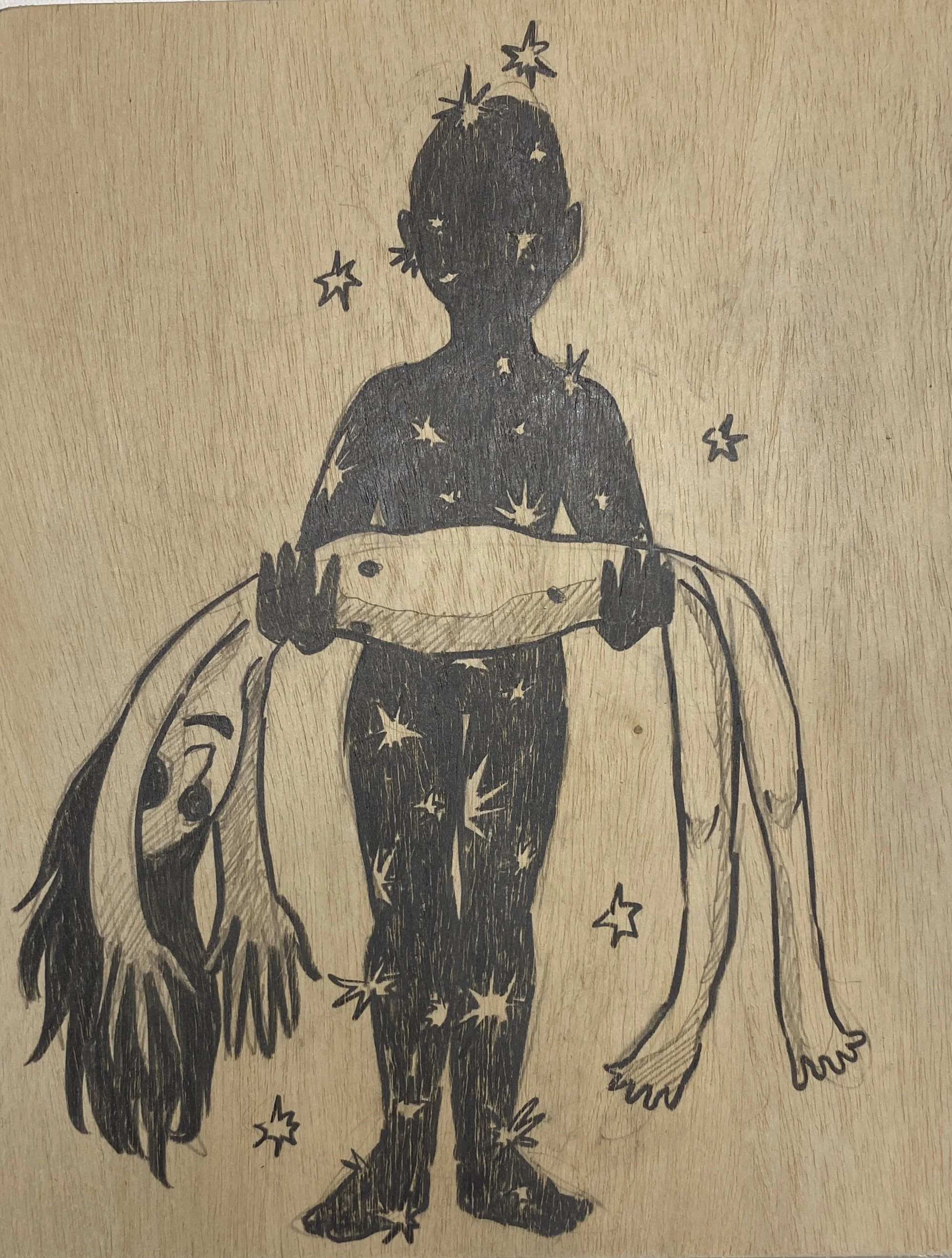  INDIES: Soul  graphite on panel   9 × 12 in  2025 